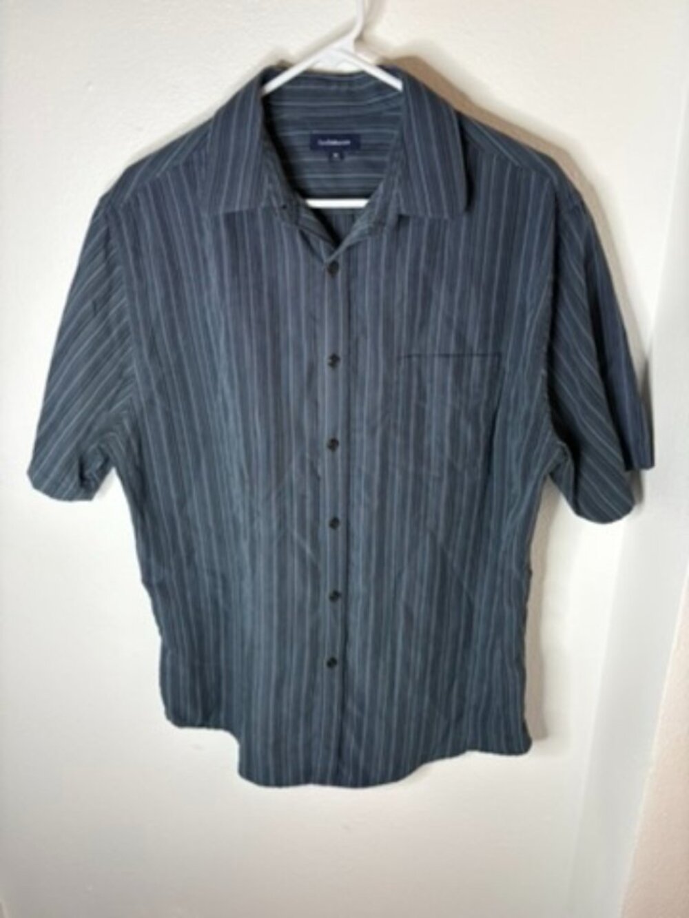 Croft & Borrow - Blue Striped Button Down Short Sleeve - M